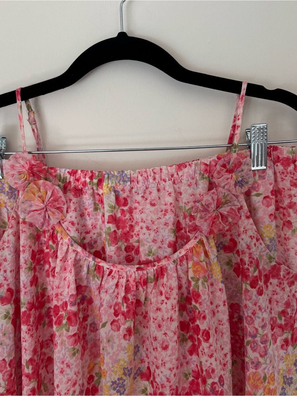 oscar de la renta pink floral pajama set - Picture 2 of 4
